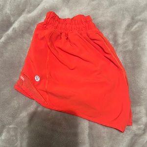 lululemon hotty hot carnation red shorts size 4